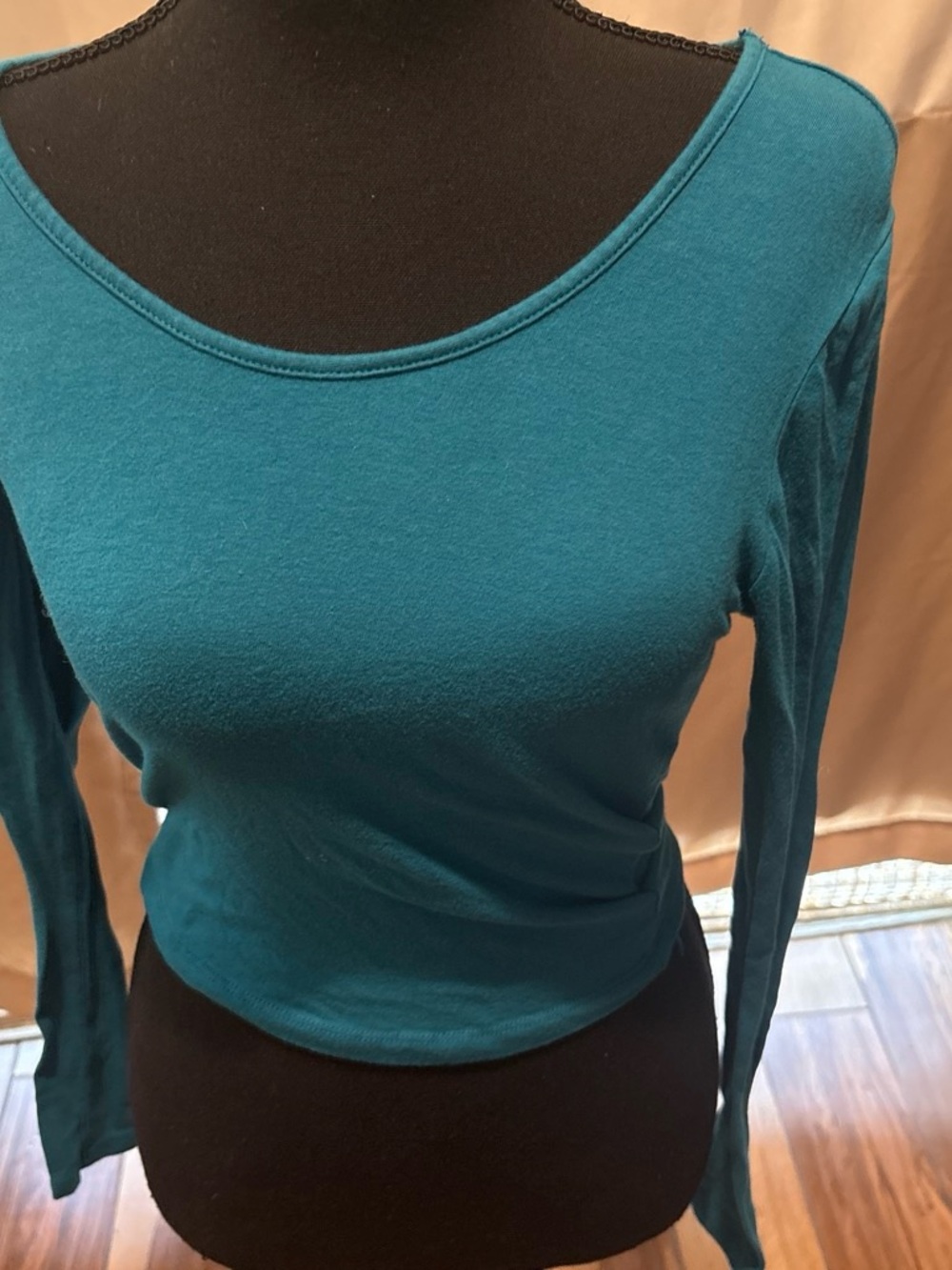 Ambiance Teal Scoop Neck Long-Sleeve Top